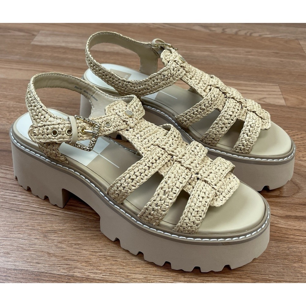 Dolce Vita Women's Latice Platform Sandals Size 10 Light Natural NEW